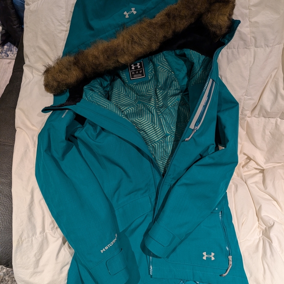 Under Armour Women's Teal Hooded Ski Jacket XS - Picture 8 of 8